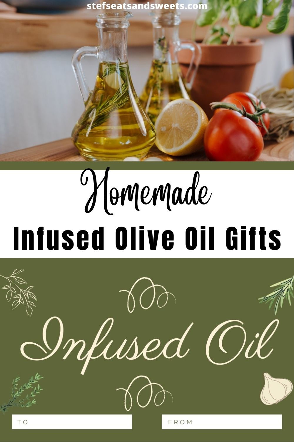 Homemade Infused Olive Oil Gifts (+ free printable gift tag) 