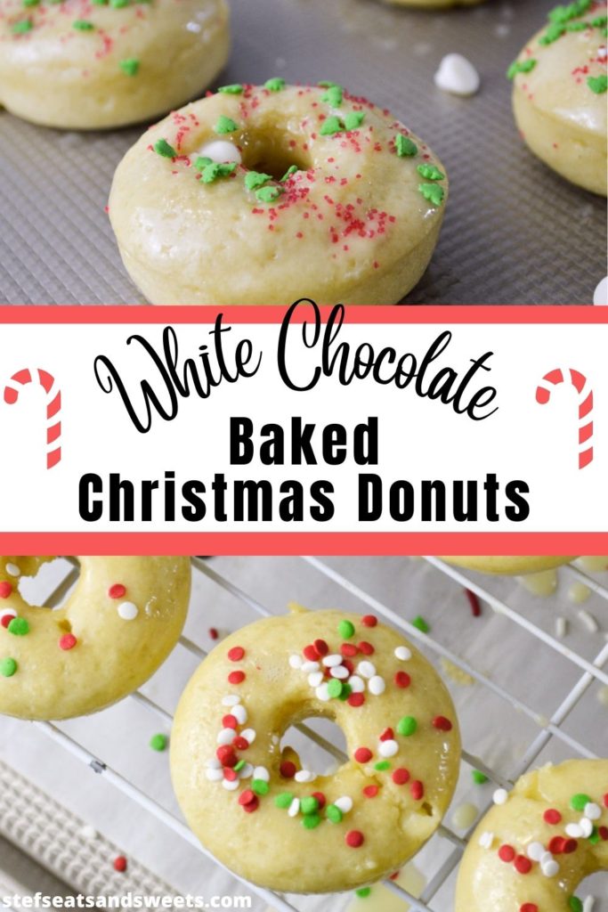 White Chocolate Baked Christmas Donuts - Stef's Eats and Sweets