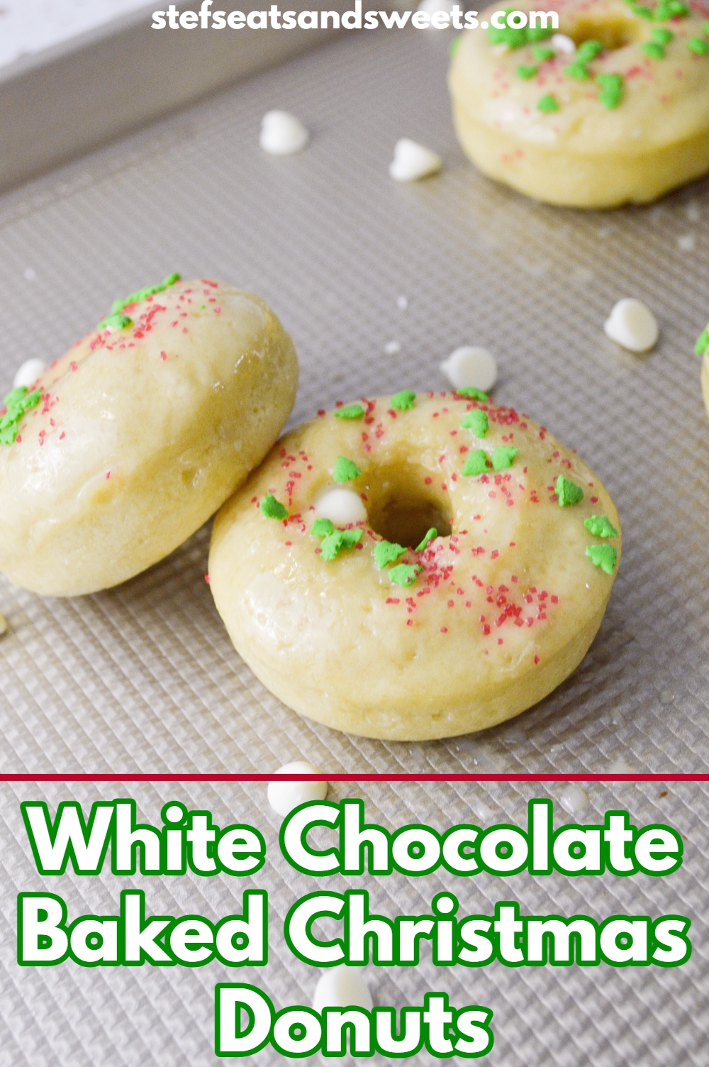 White Chocolate Baked Christmas Donuts Pin
