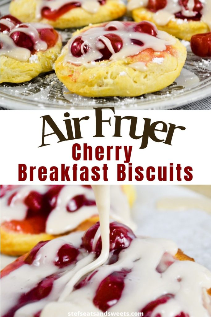 air fryer cherry breakfast biscuits collage