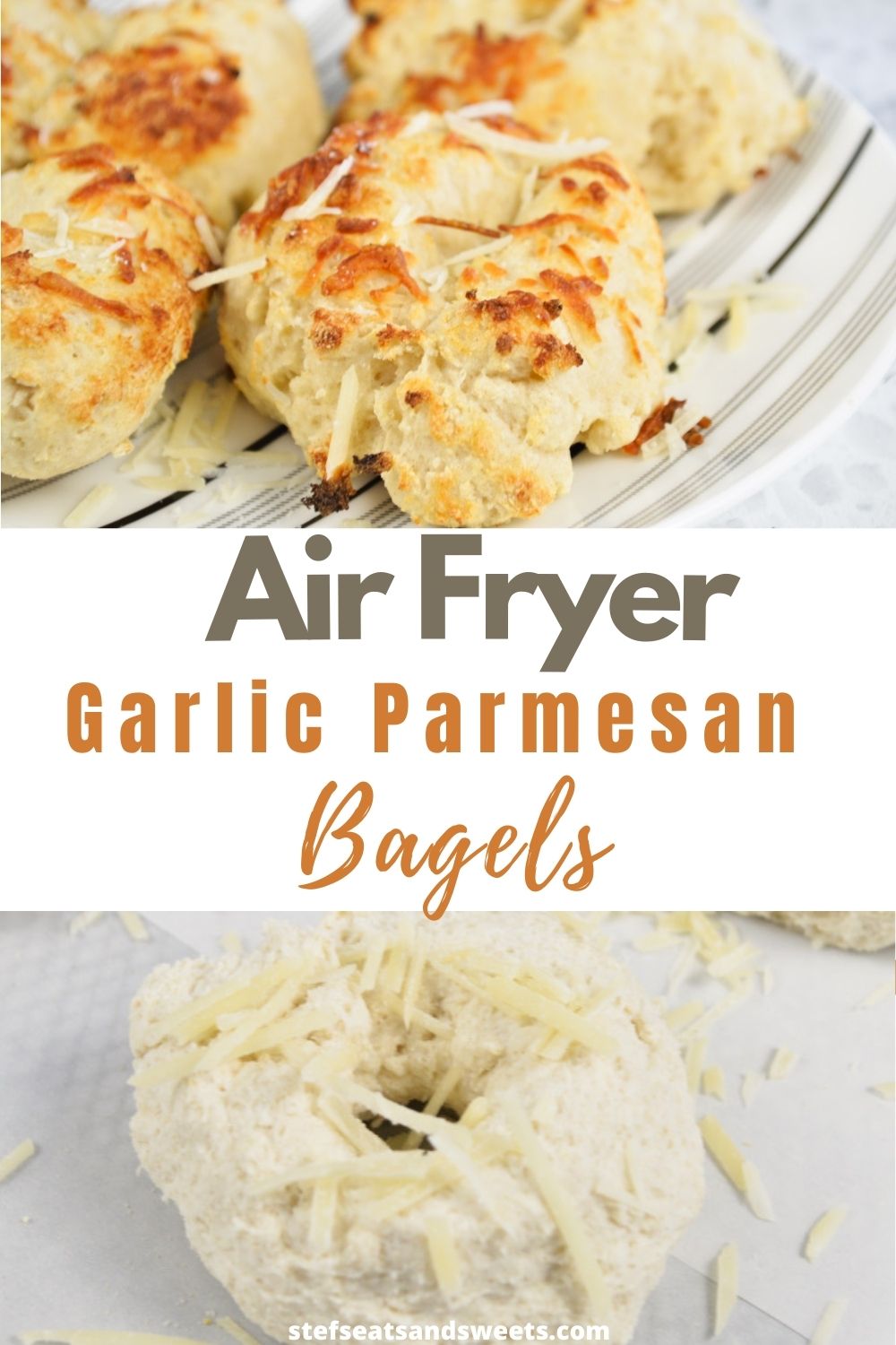 garlic parmesan bagels done in the air fryer
