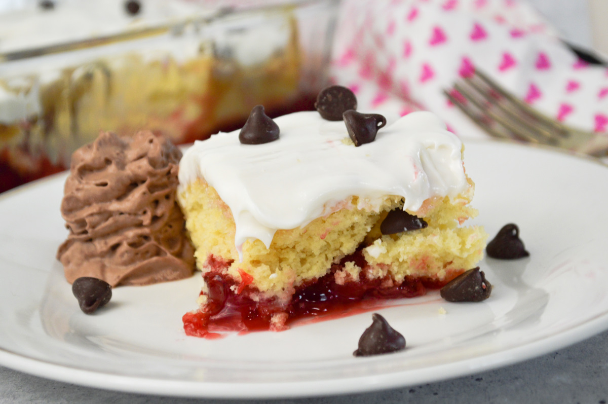 cherry chocolate chip cake feature image