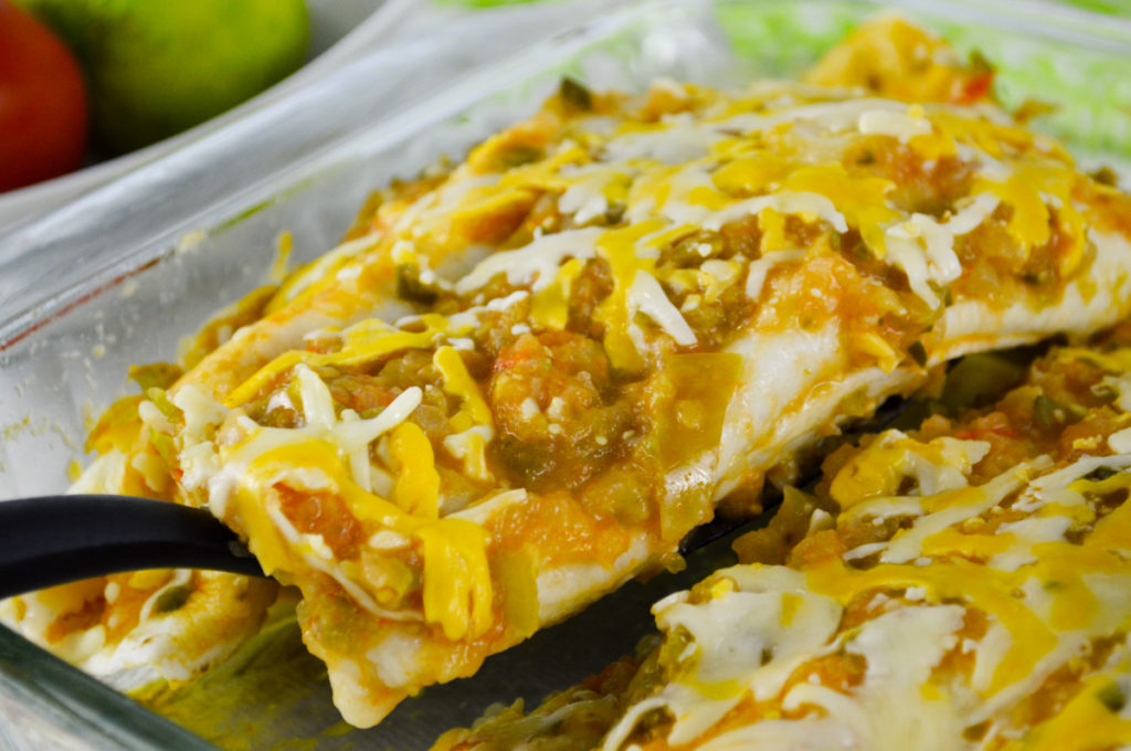 Chorizo Enchiladas with a Tomato Tomatillo Sauce - Stef's Eats and Sweets