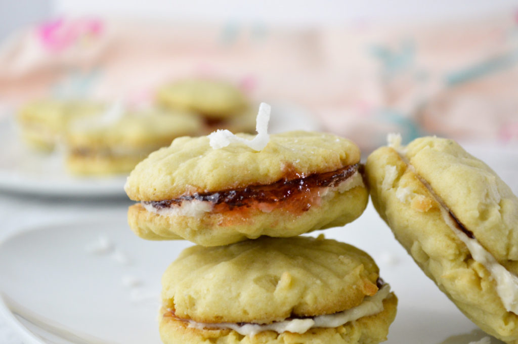 Coconut & Strawberry Jam Sandwich Cookies Stef's Eats and Sweets