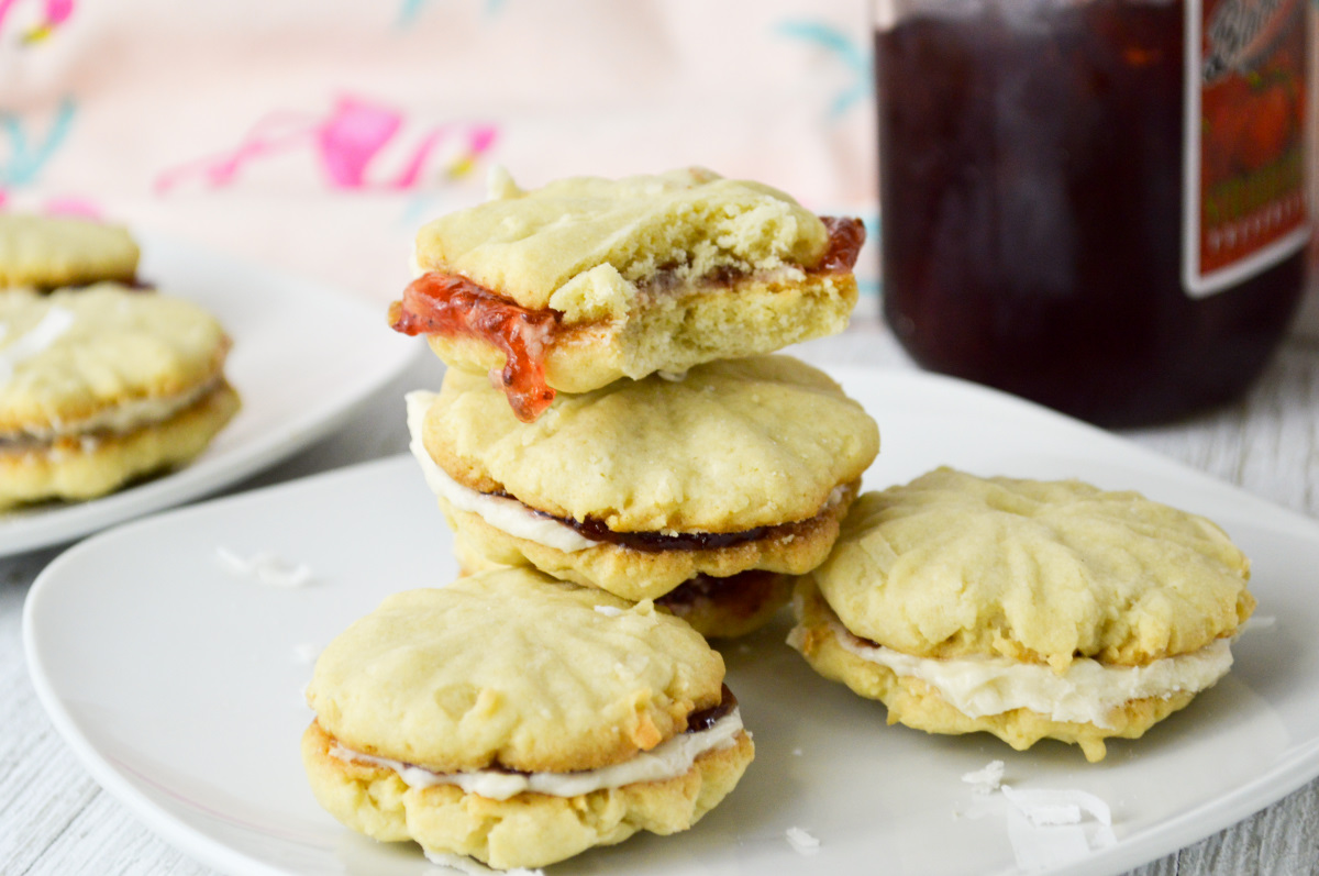 Coconut & Strawberry Jam Sandwich Cookies
