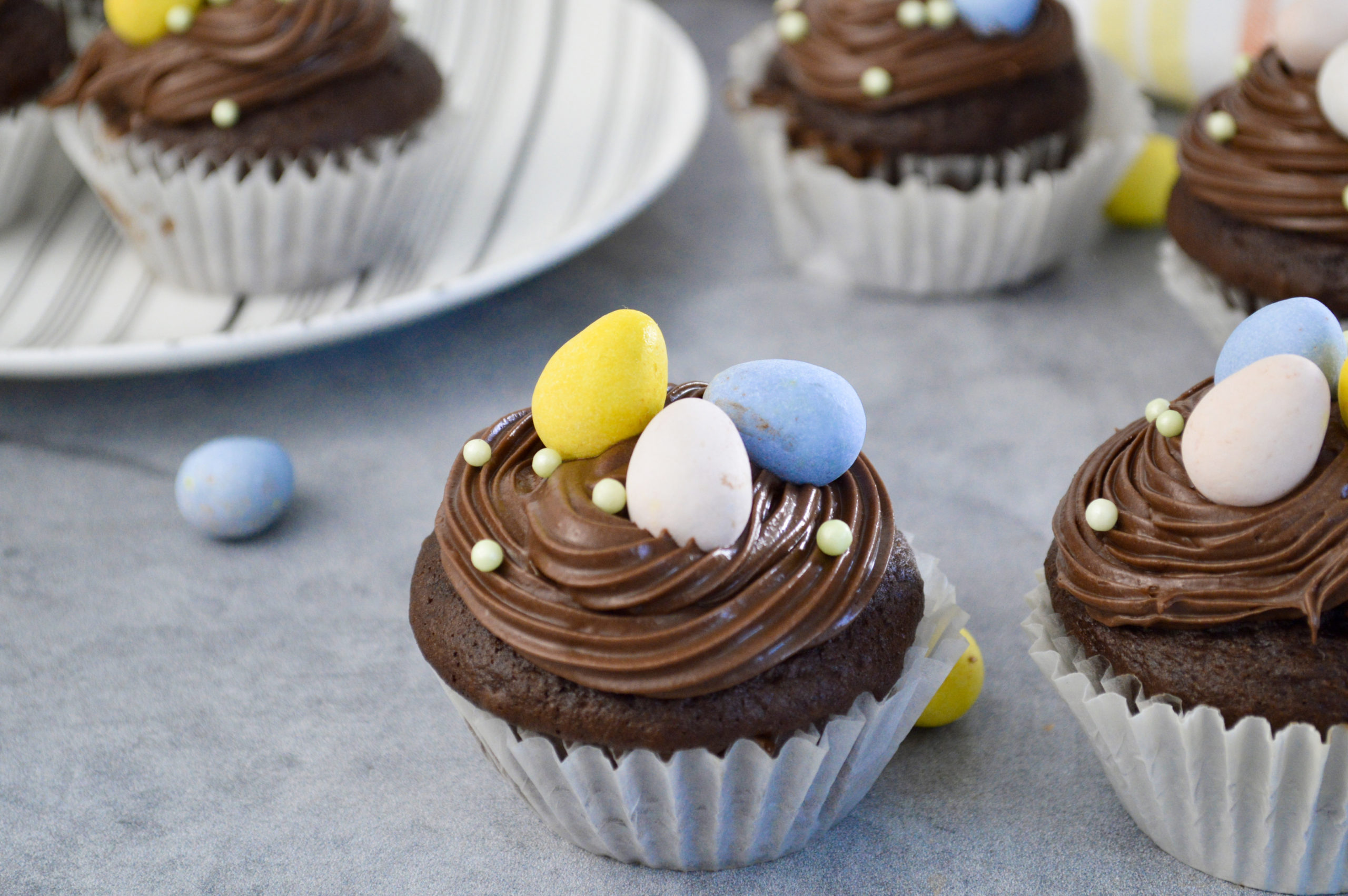 Chocolate Easter Cupcakes with Chocolate Cream Cheese frosting 