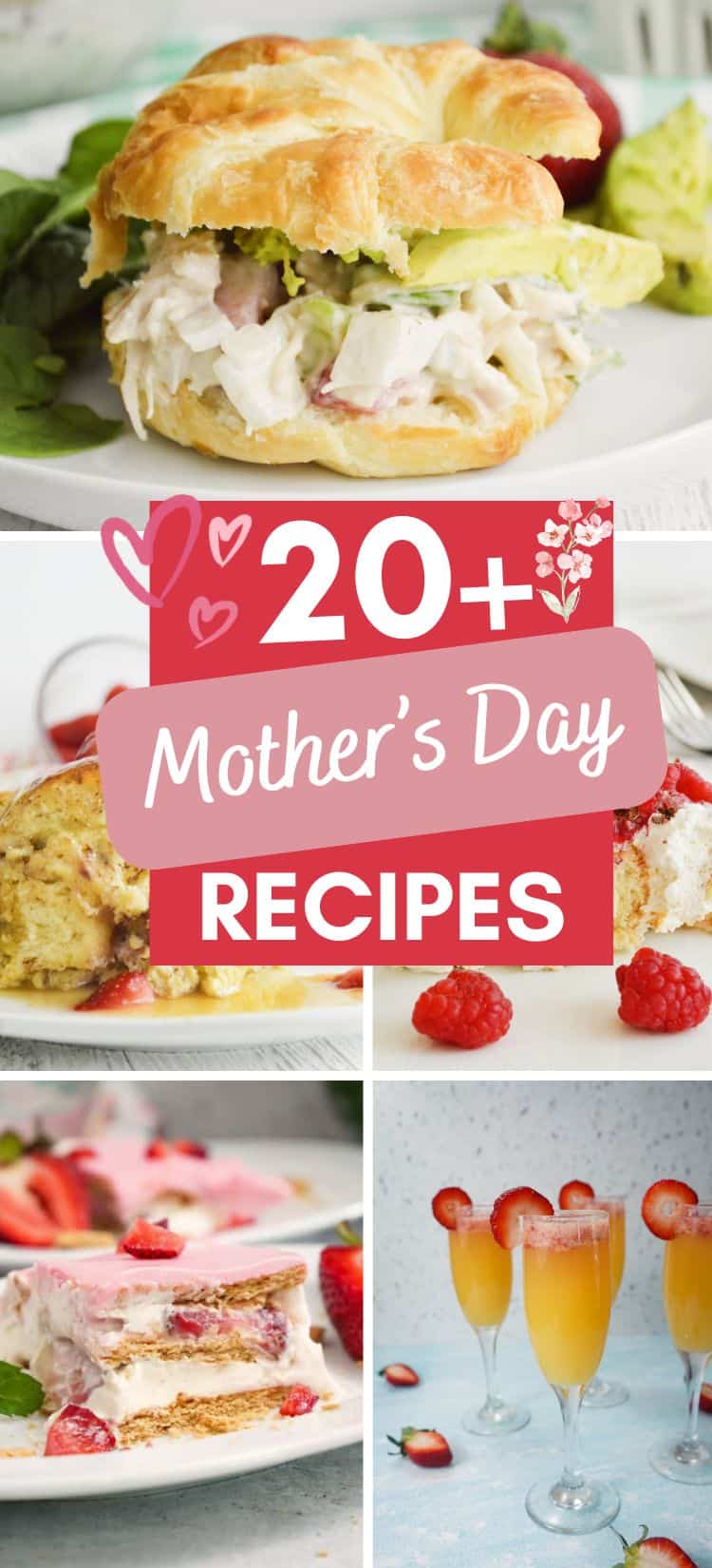 Ideas and recipes for Mother's Day Mother's Day recipes collage with title