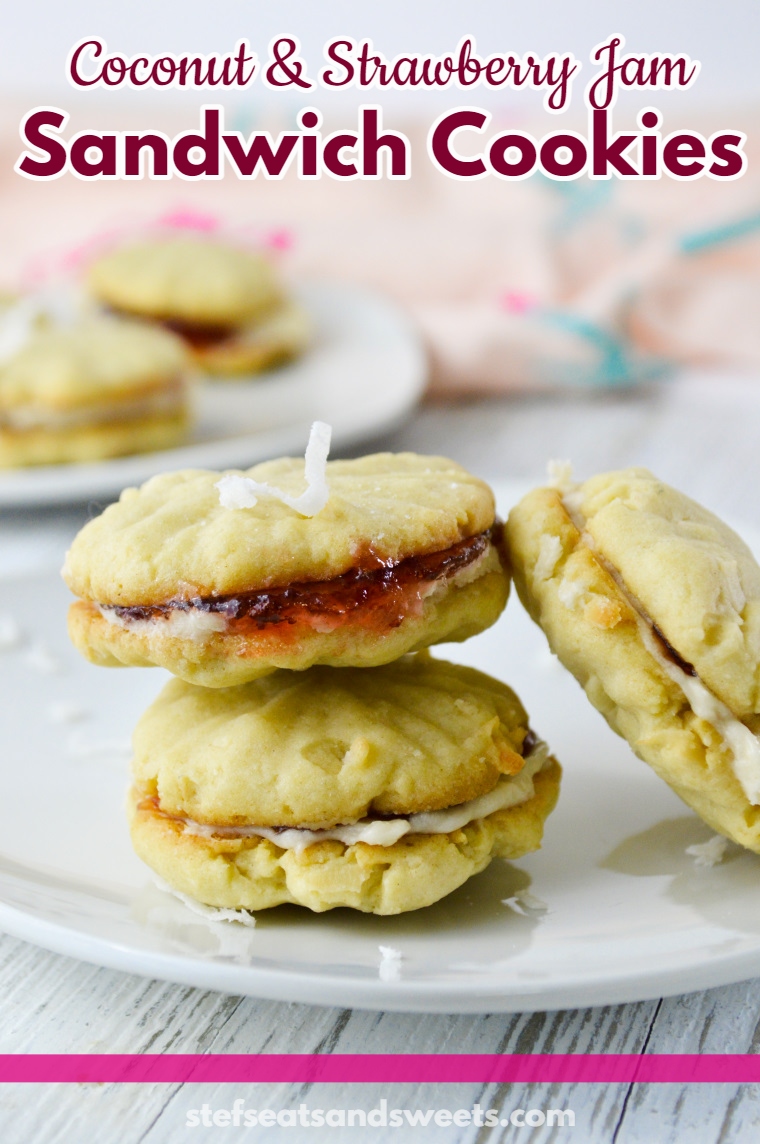 Flaked Coconut and Strawberry Jam Cookies 