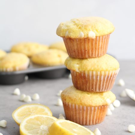 lemon cake mix muffins stacked