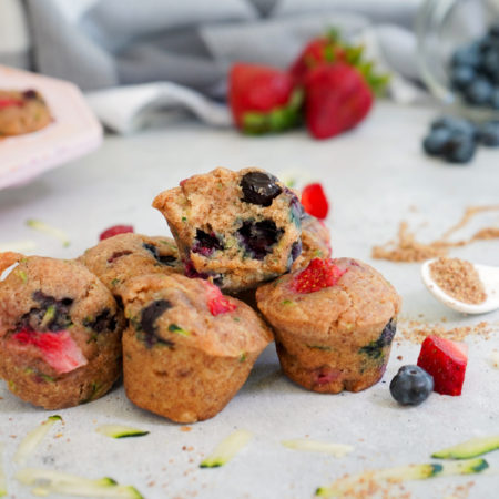 strawberry and blueberry zucchini muffins