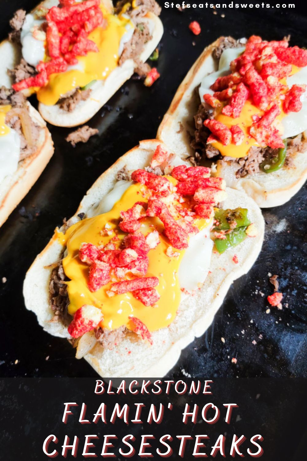 Flamin Hot Cheesesteaks on the Blackstone griddle
