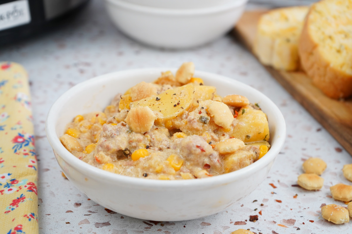 Slow cooker sausage and potato chowder