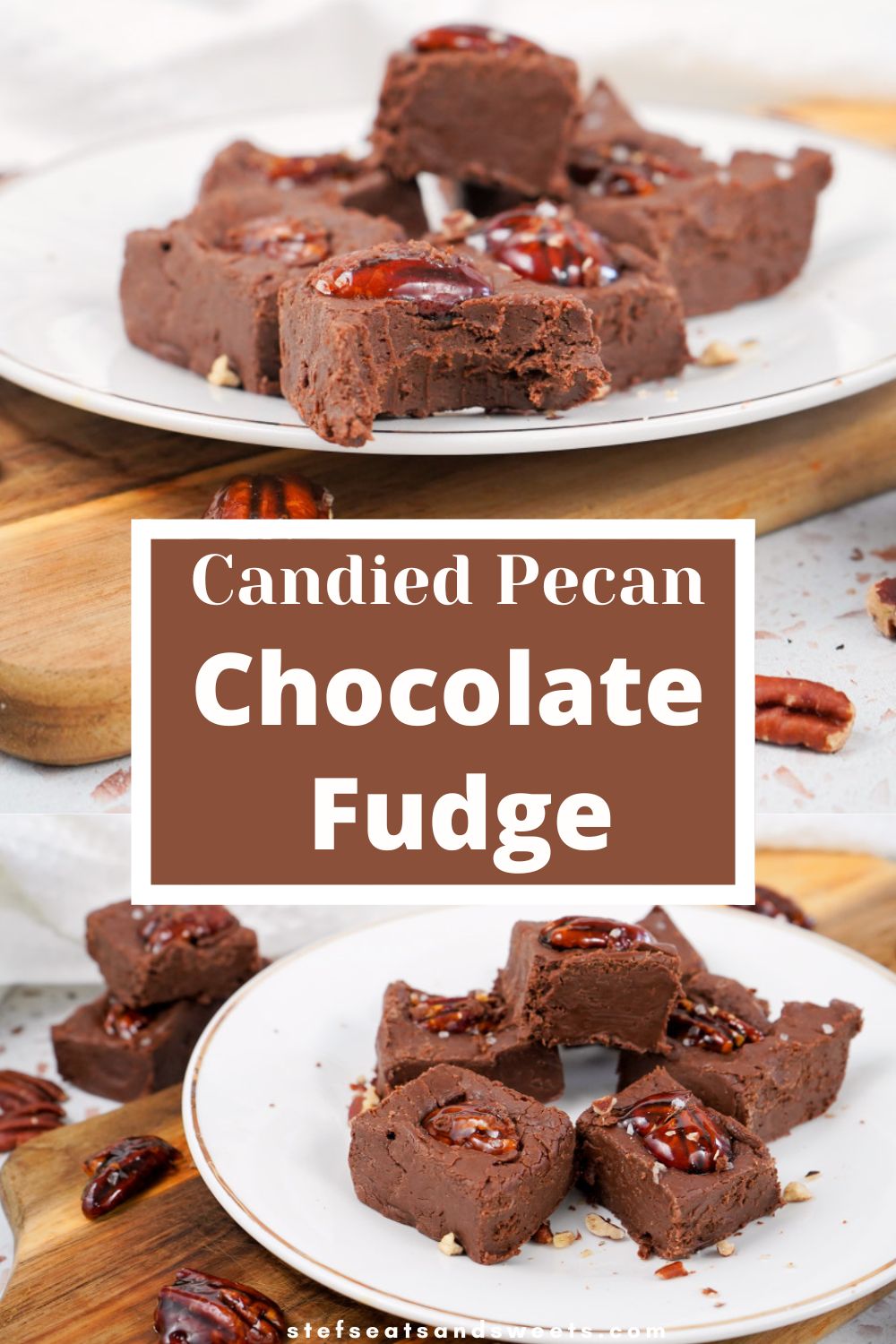 Candied Pecan Chocolate Fudge Collage