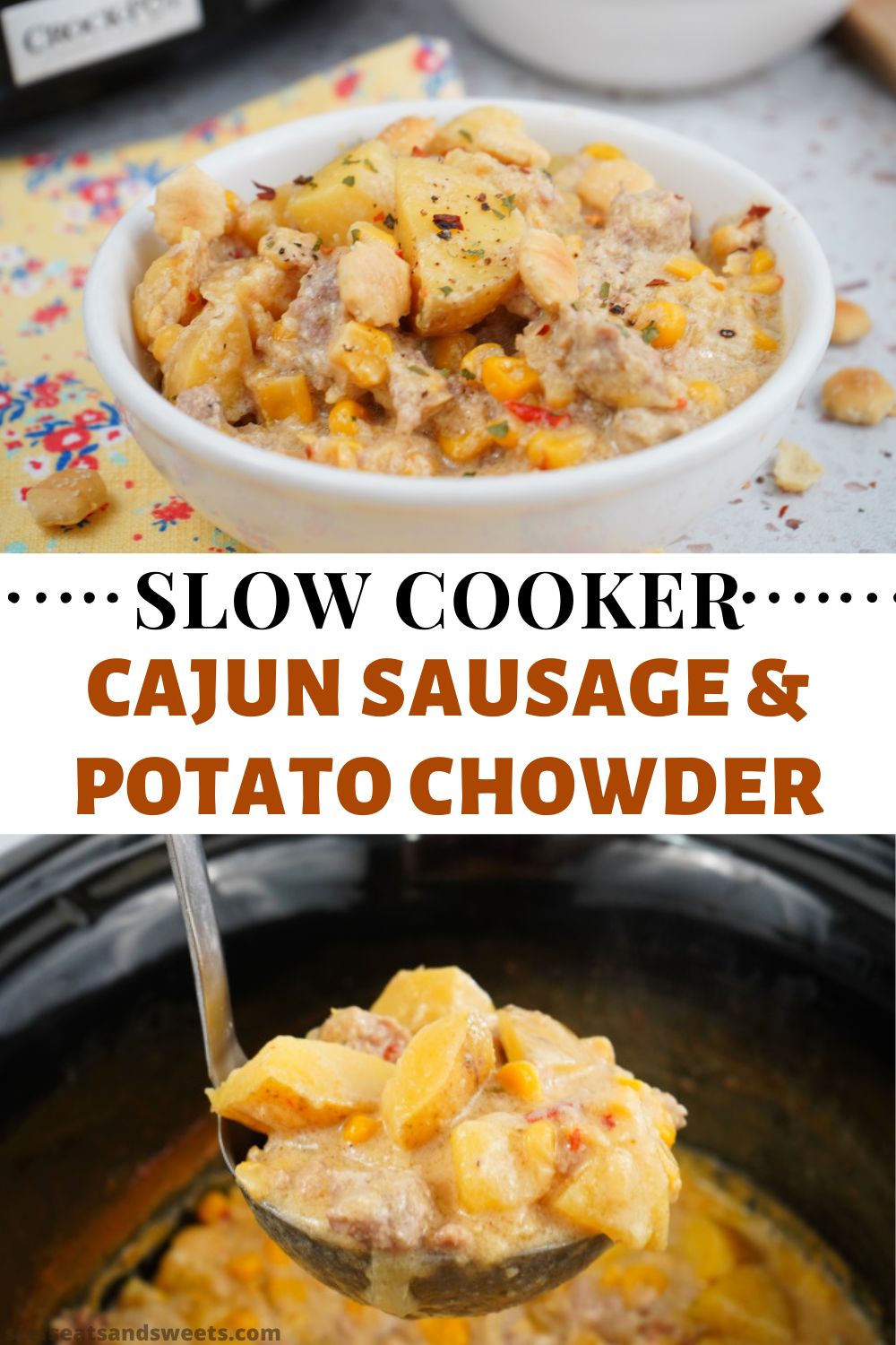 easy slow cooker cajun sausage potato soup in slow cooker