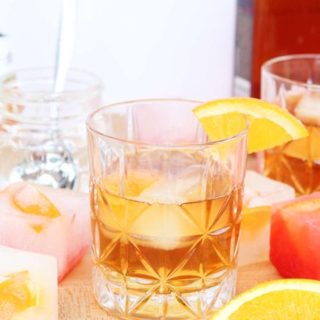 Old Fashioned Cocktail with infused Ice Cubes