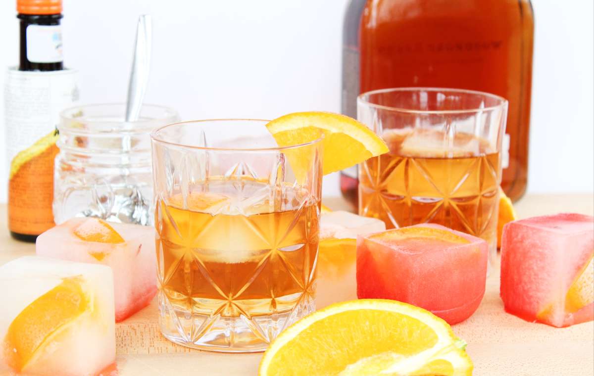 Old Fashioned with Infused Ice Cubes - Stef's Eats and Sweets