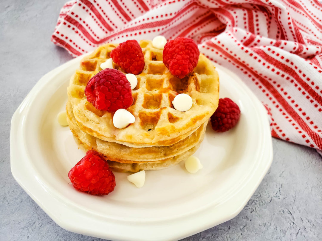 White Chocolate & Raspberry Homemade Waffles - Stef's Eats and Sweets