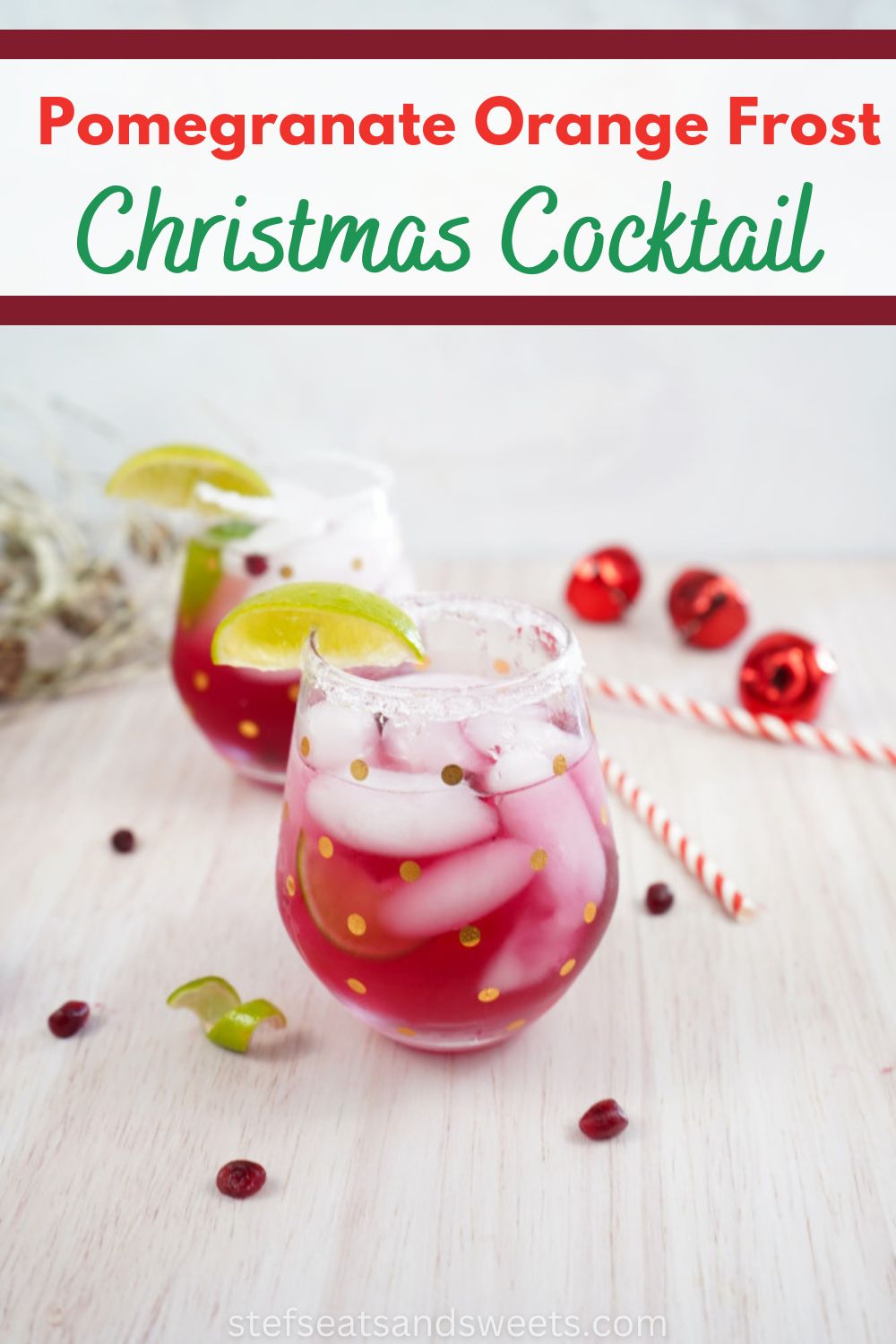 pomegranate orange frost Christmas cocktail pin
