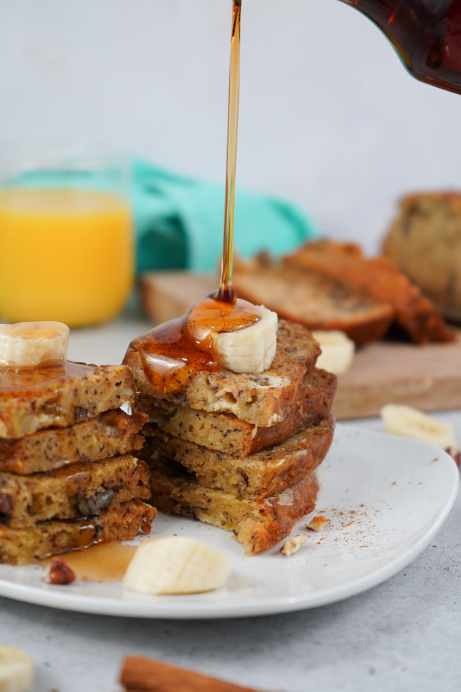 Banana Nut Bread French toast with syrup