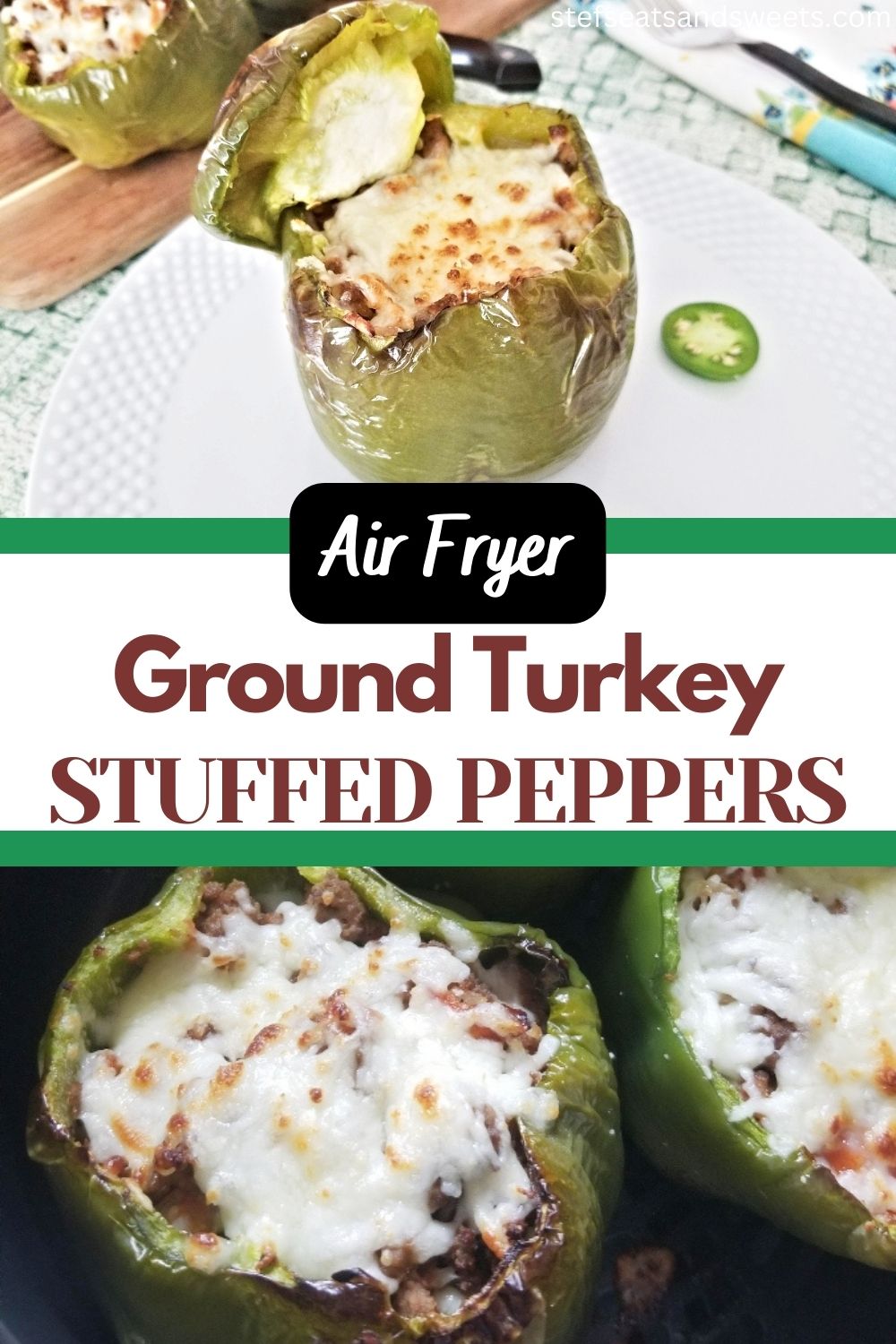 Air Fryer Ground Turkey Stuffed Peppers with Fresh Ingredients 