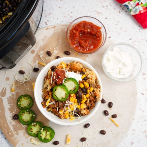 Slow Cooker Ground Beef Taco Bowls - Stef's Eats and Sweets