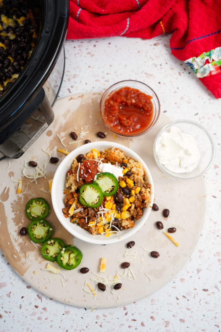 Slow Cooker Ground Beef Taco Bowls - Stef's Eats and Sweets