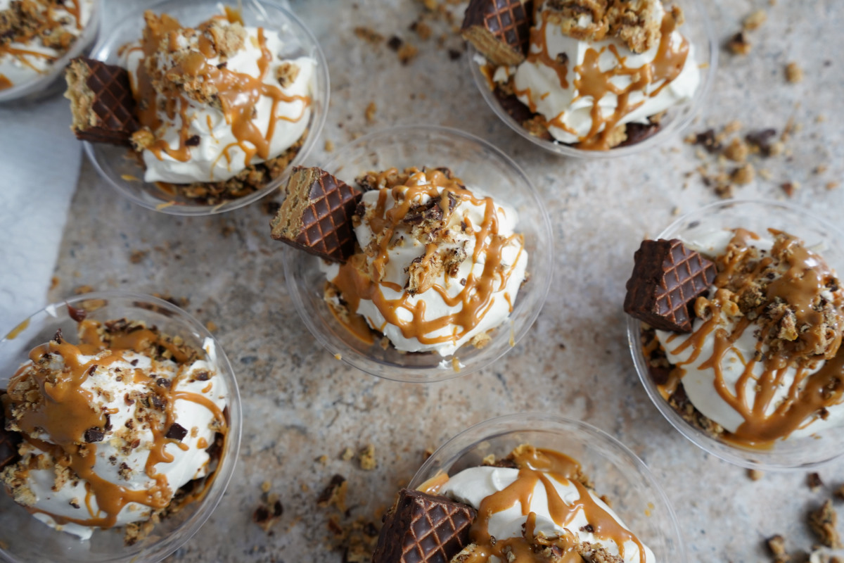 Peanut butter with chocolate pudding parffaits