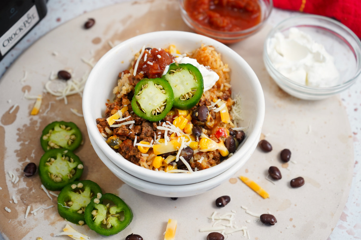 Slow Cooker Ground Beef Taco Bowls