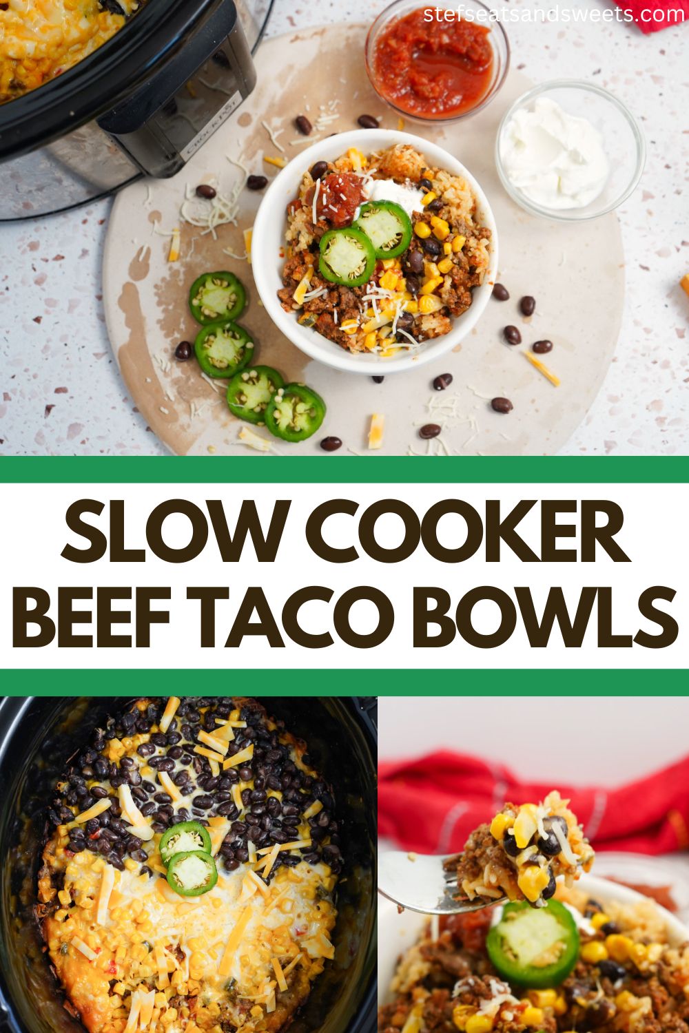 Slow cooker beef taco bowls 