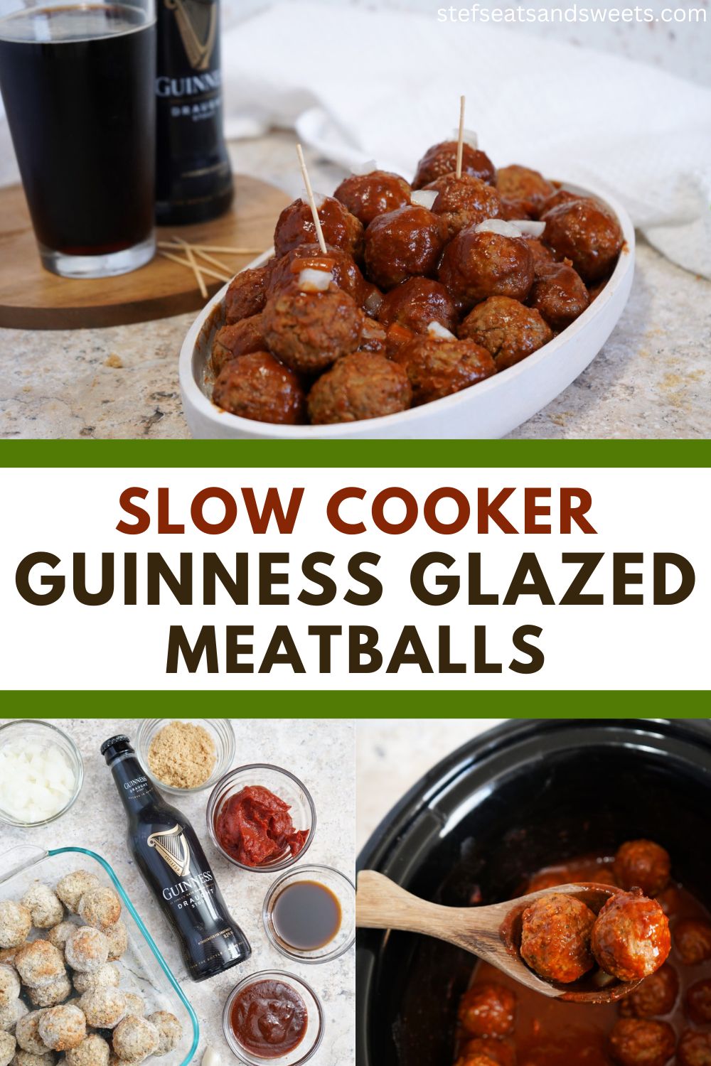 slow cooker meatballs with Guinness Glaze