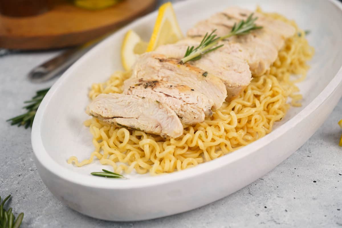 easy chicken ramen with lemon and rosemary
