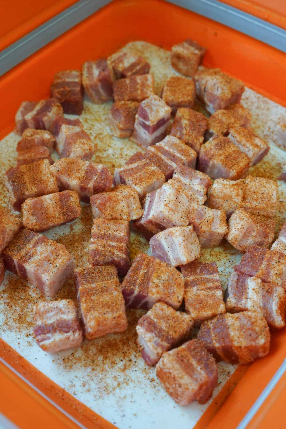 Sriracha Whiskey Smoked Pork Belly Burnt Ends Stef's Eats and Sweets