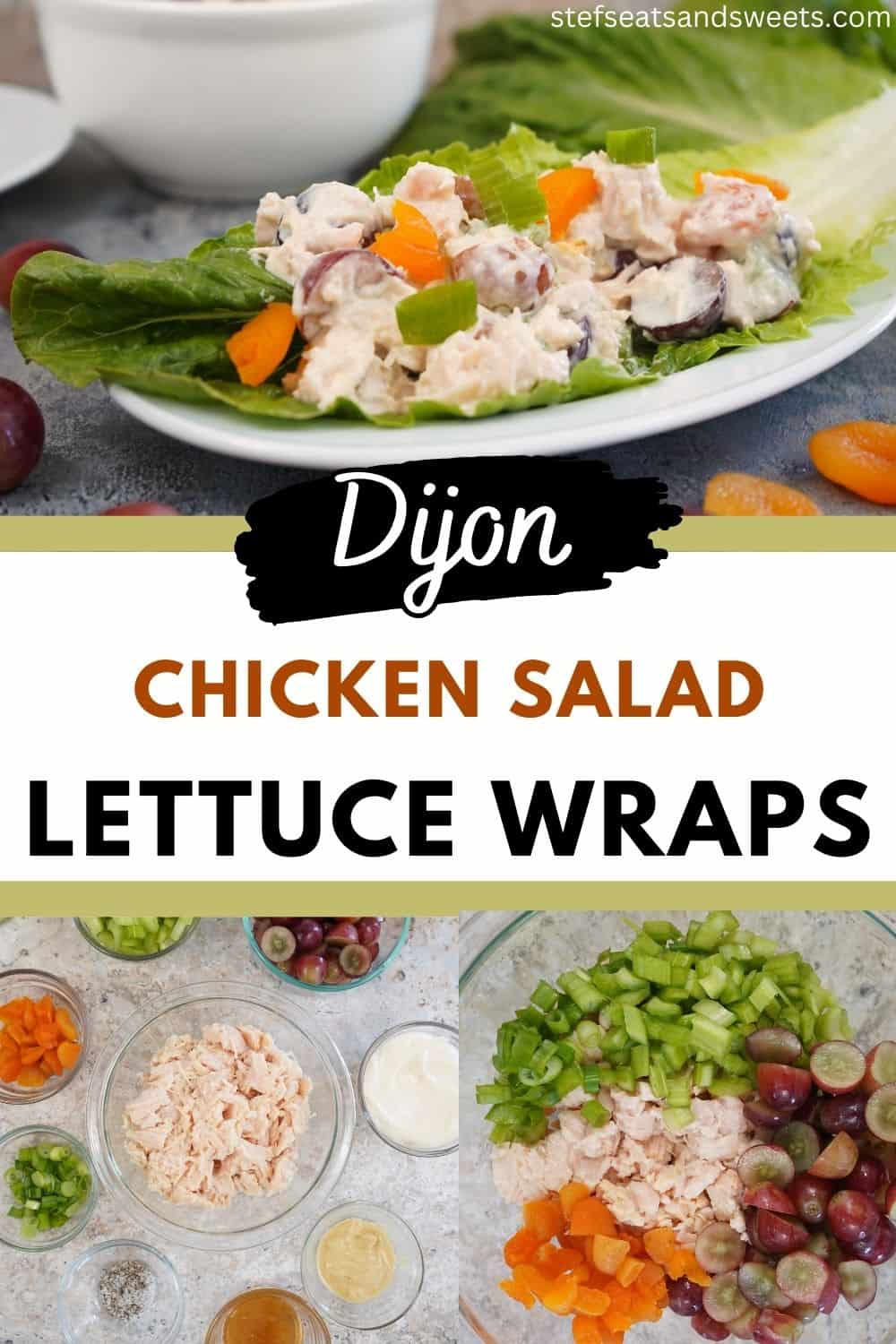 Dijon Chicken salad lettuce wraps collage