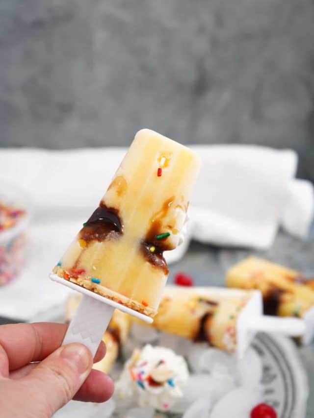 Hand holding pudding pops