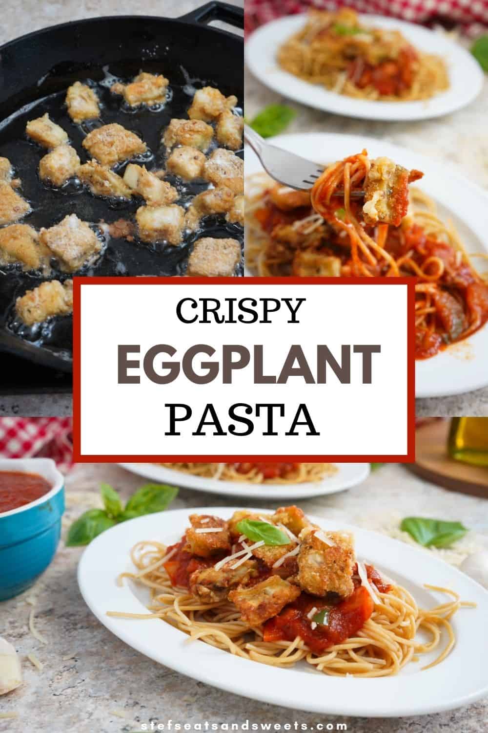 Crispy eggplant pasta collage