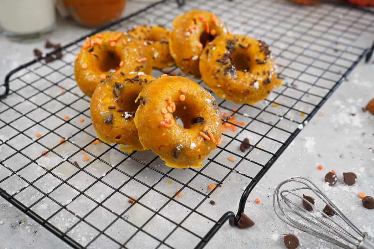 Pumpkin Chocolate Chip Cake Mix donuts