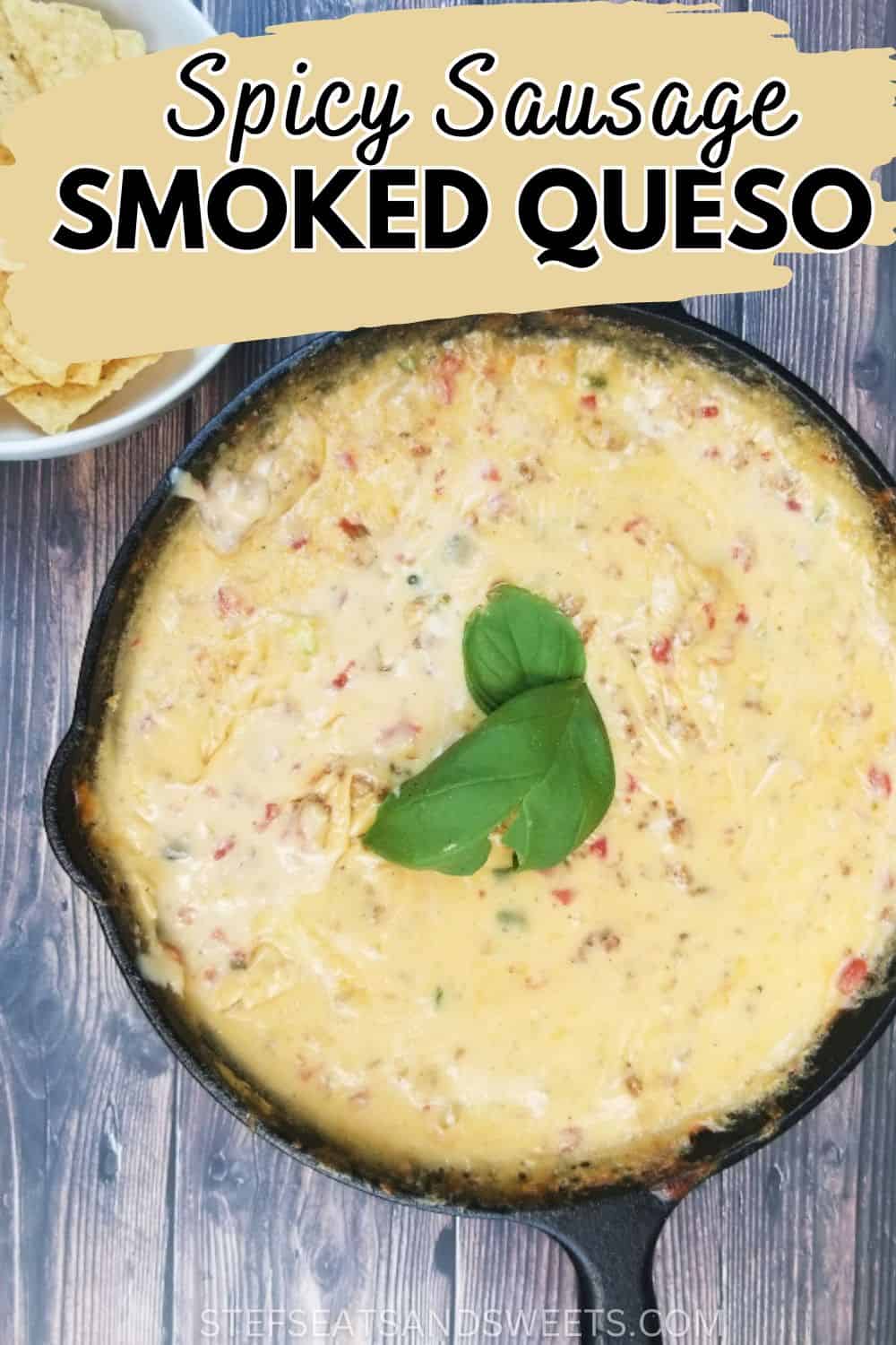 Smoked queso in cast irons killet 