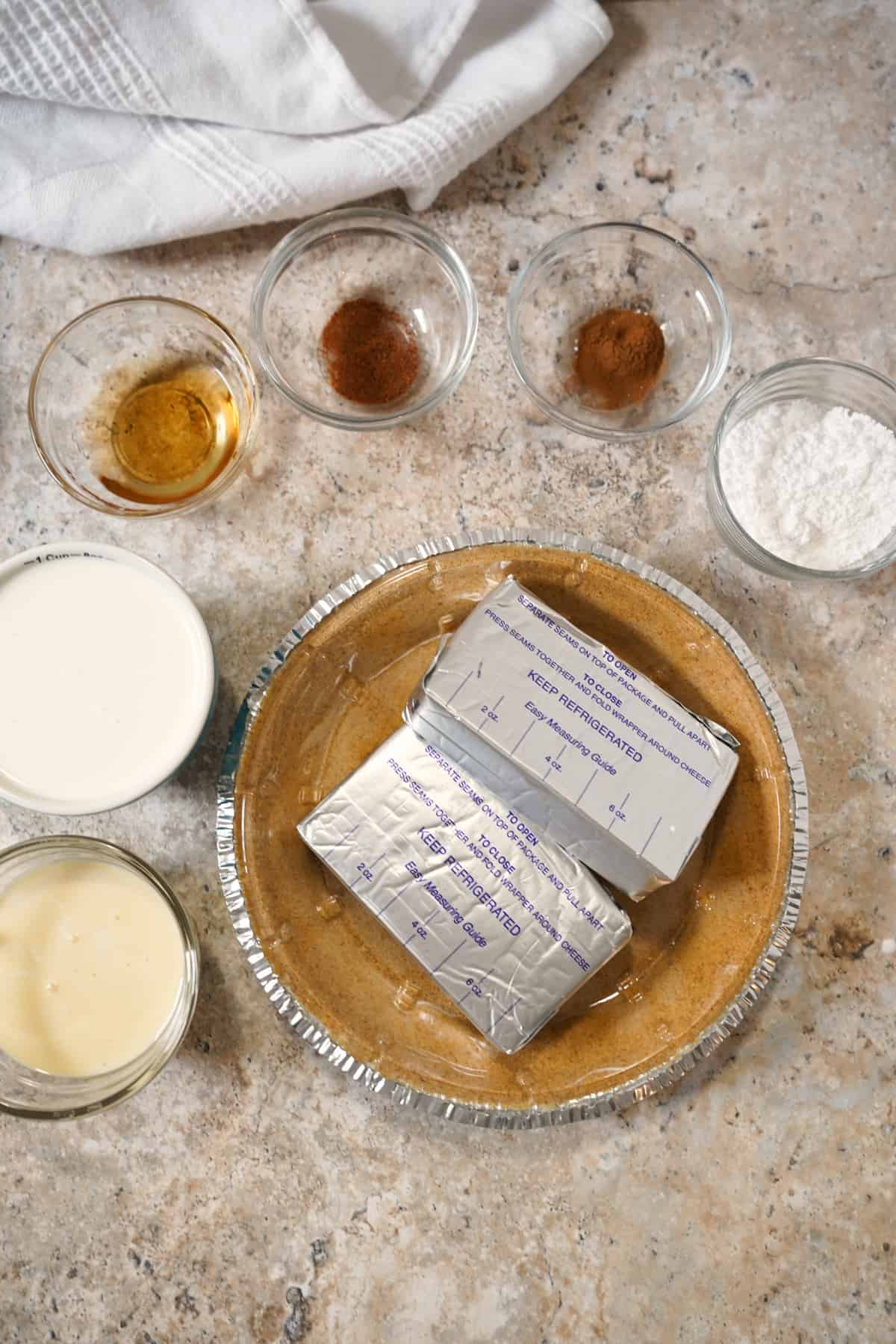 Ingredients for eggnog cheesecake