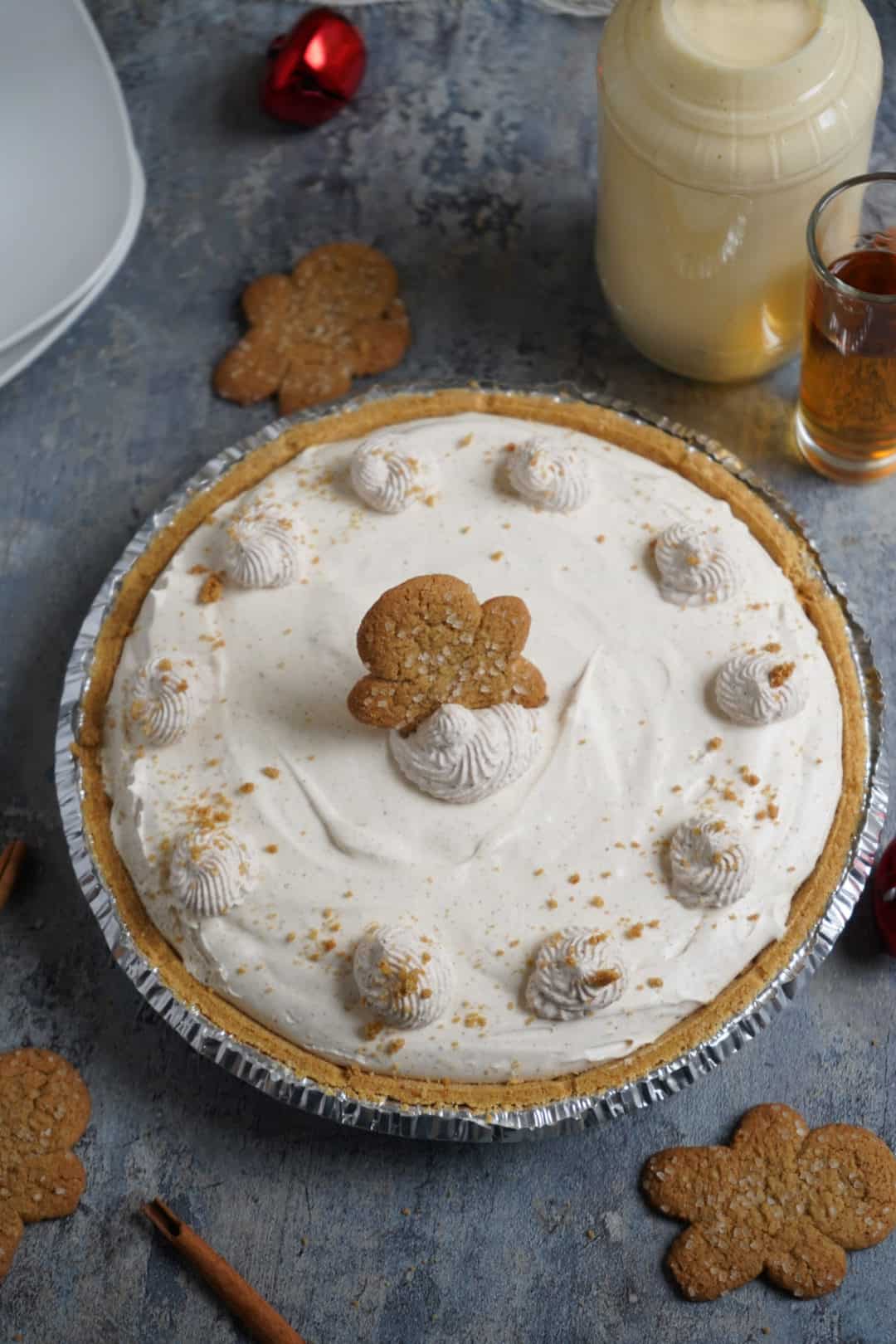 Boozy No Bake Eggnog Cheesecake - Stef's Eats and Sweets