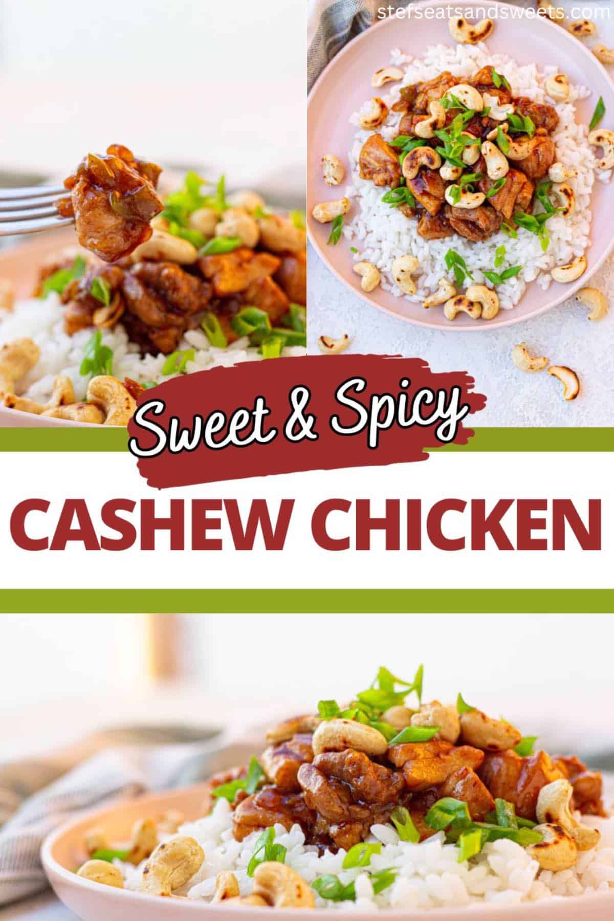 Sweet & Spicy Cashew Chicken Story Fry Collage