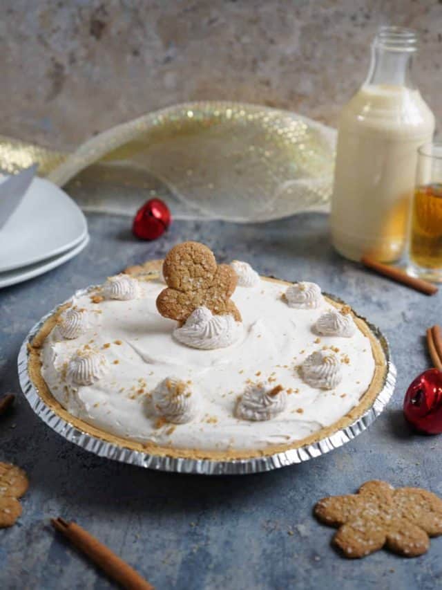 Eggnog Cheesecake with serving plates