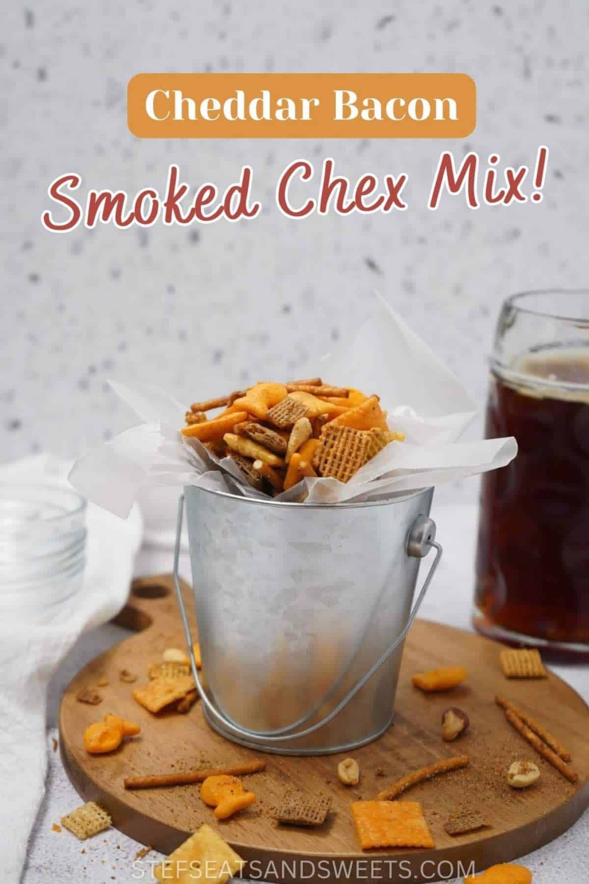 Cheddar Bacon Smoked Chex Mix with Text