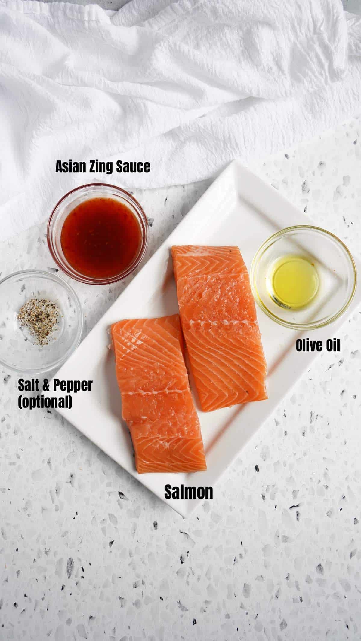 Asian Zing Salmon Ingredients with titles