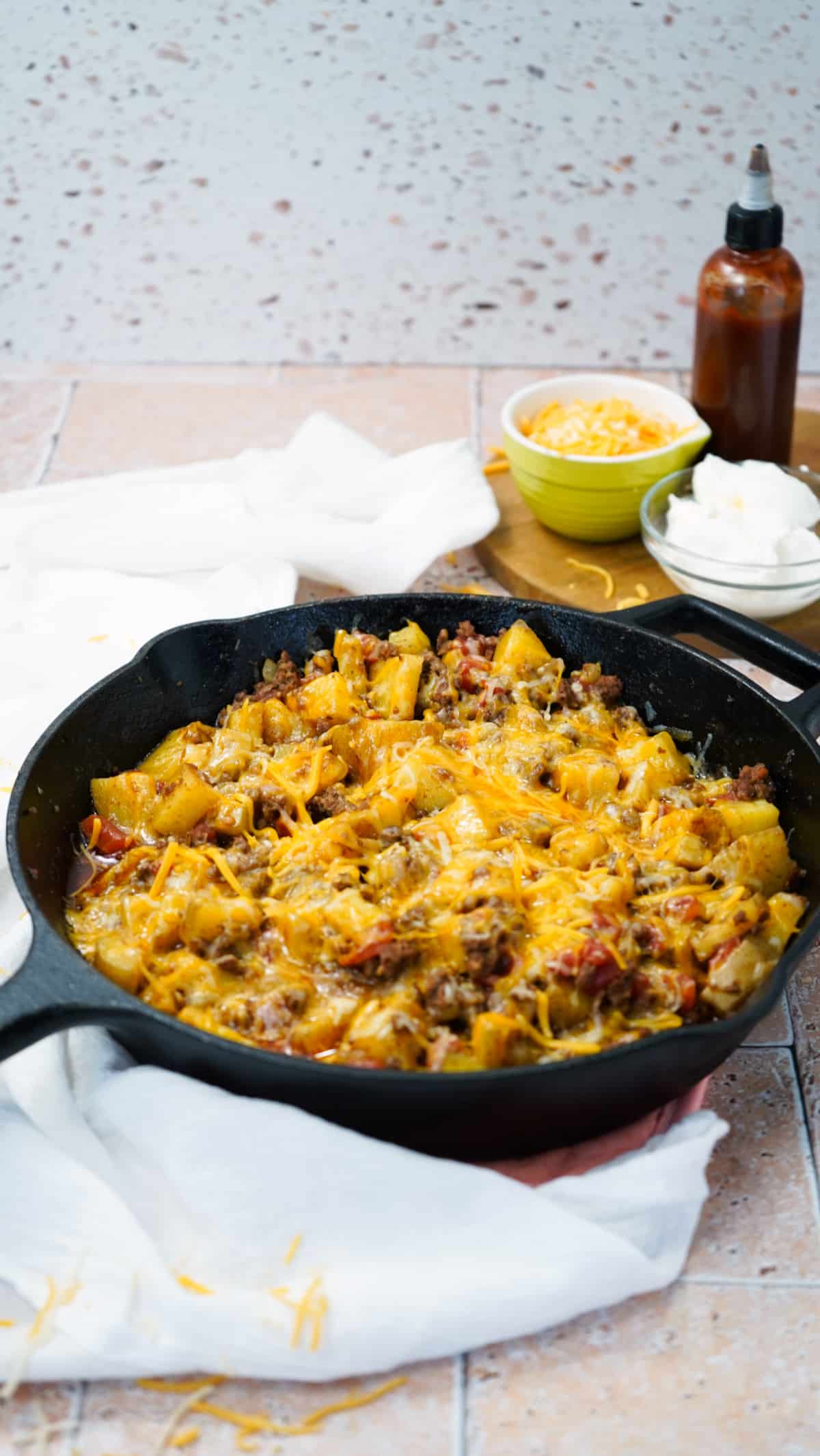 Potatoes with taco meat