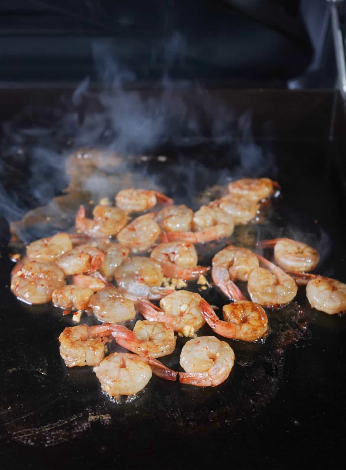 Shrimp Added to grill