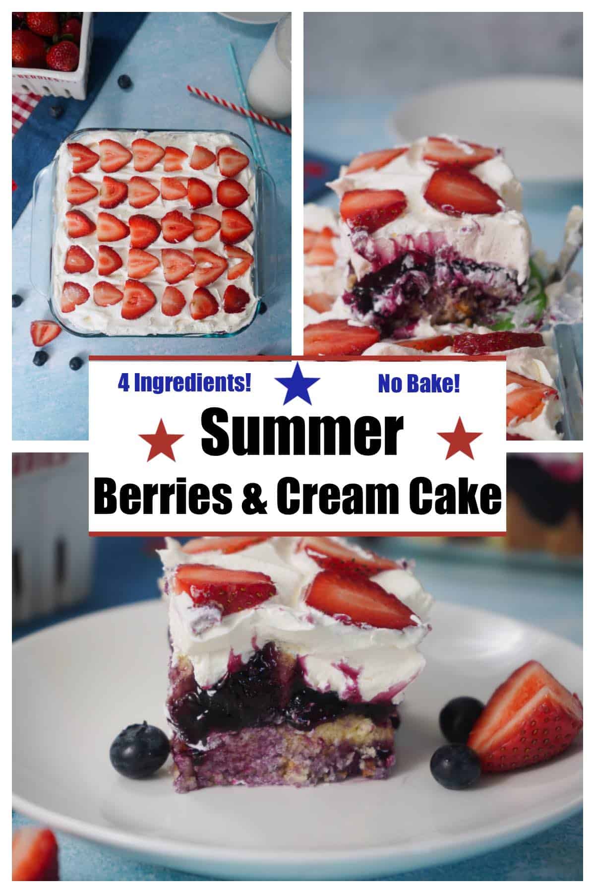 How to make Summer Berries and Cream Cake collage