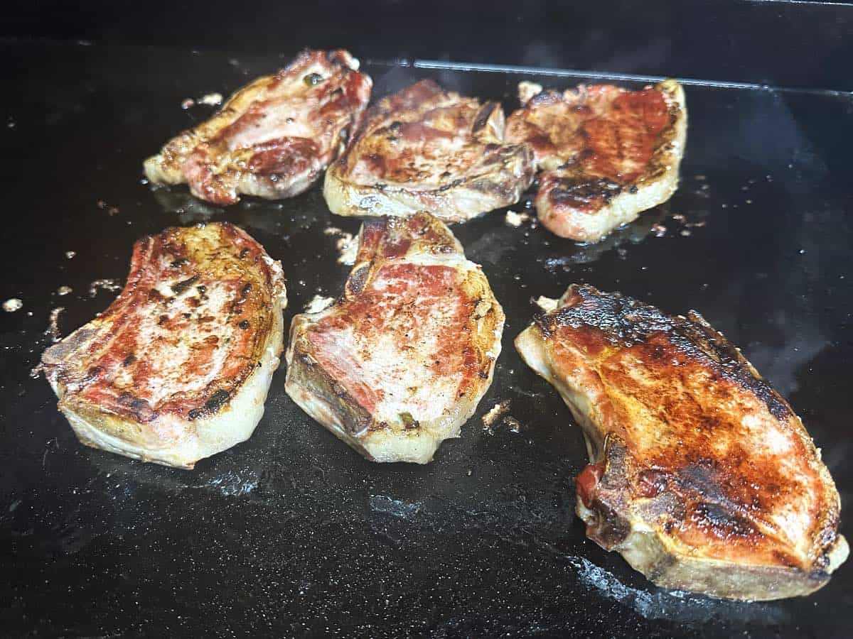 Seared Pork Chops with citrus ale marinade. 