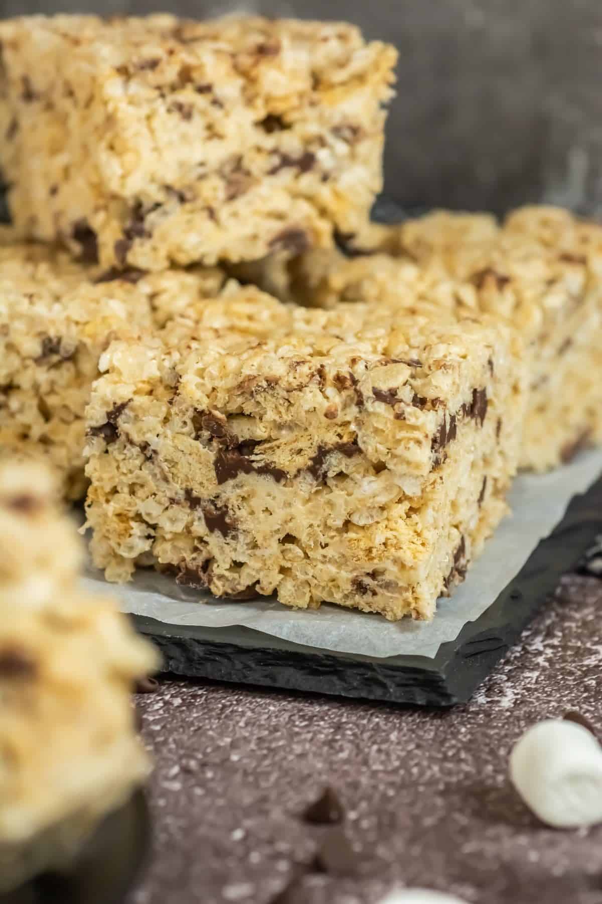 Stacked rice krispies treats.