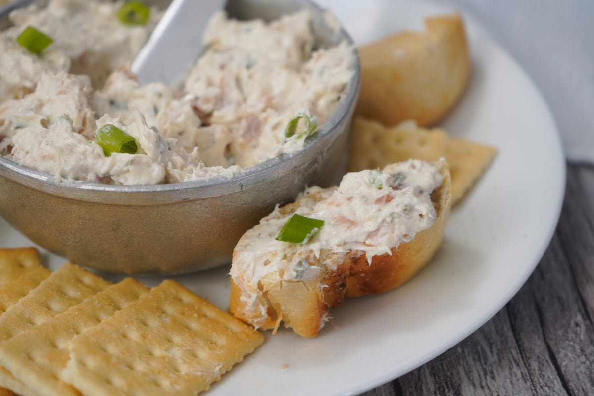 Smoked trout dip on bread