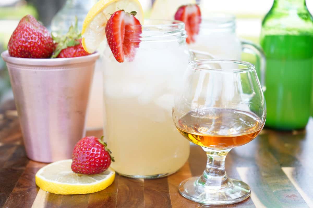 bourbon mule with strawberry lemonade